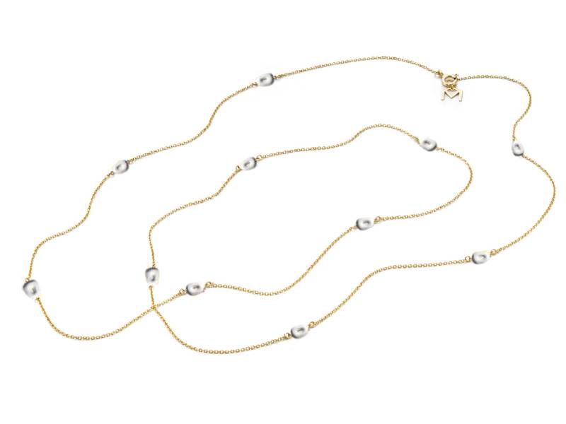 PUZZLE LONG NECKLACE MINI MATTIOLI YELLOW GOLD AND WHITE ENAMEL MGI054G074X